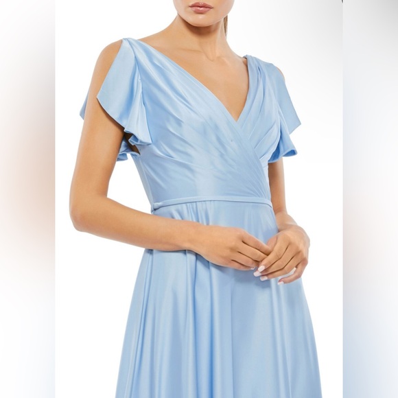 NEW Ieena Mac Duggal Surplice Bodice Split Sleeves Dress Periwinkle sz 6 #11256 - Picture 4 of 9